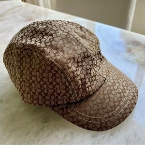 COACH Logo Cream Brown Monogram Adjustable M/L Baseball Cap